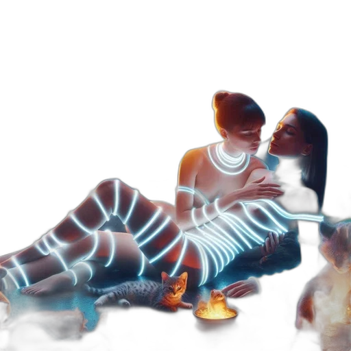 robot, concept art, fantasy art, cyberpunk, comic book art, neon lights, outer space, underwater transparent PNG cut-out