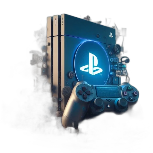 3d render, concept art, photorealistic, immense, playstation, logo, graces, futuristic transparent PNG cut-out