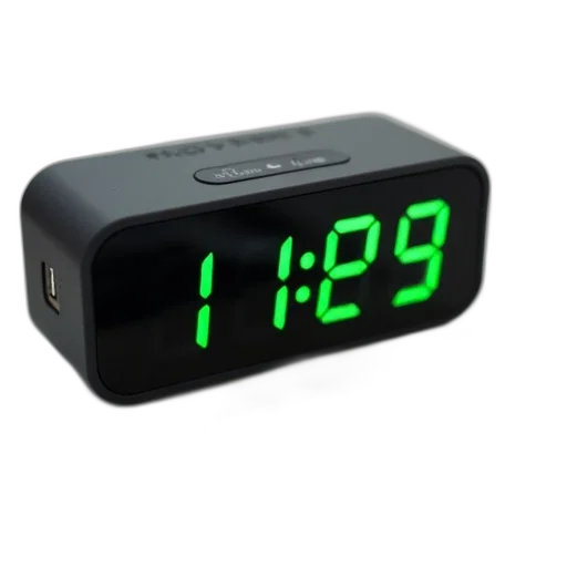 modern, digital, alarm, clock, black, rectangular, base, white transparent PNG cut-out