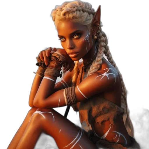 concept art, fantasy art, comic book art, photorealistic, serene, landscape, woman, striking transparent PNG cut-out