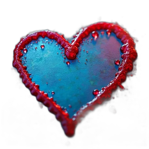 jewelry, watercolor, photorealistic, 3d render, blue, red, colorful, heart-shaped transparent PNG cut-out