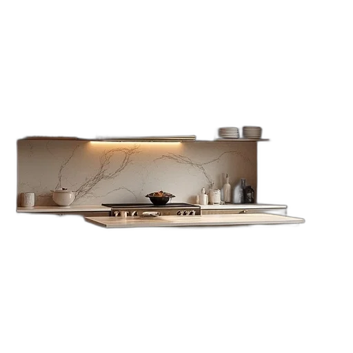 furniture, 3d render, earth tones, elegant, european, style, kitchen, wood transparent PNG cut-out