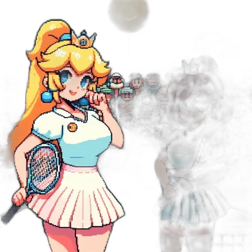dress, weapon, staff, pixel art, vaporwave, concept art, cartoon, pastel transparent PNG cut-out