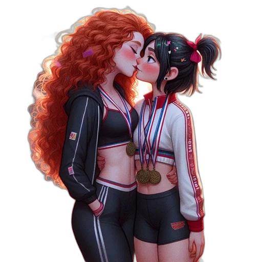 concept art, pixel art, cartoon, anime, neon lights, two, female, characters transparent PNG cut-out