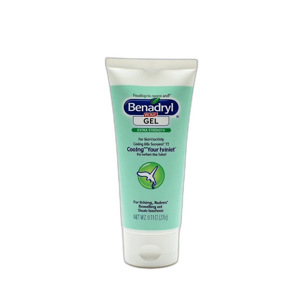 tube, benadryl, gel, displayed, against, white, background, green transparent PNG cut-out