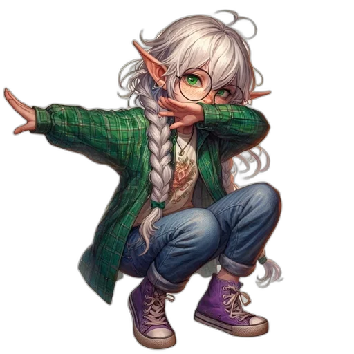 jacket, staff, creature, weapon, pixel art, anime, concept art, watercolor transparent PNG cut-out