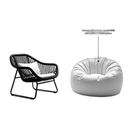 furniture, 3d render, monochrome, black, white, image, showcasing, two transparent PNG cut-out