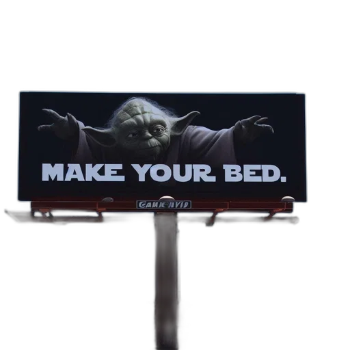 creature, furniture, 3d render, concept art, neon lights, advertisement, featuring, yoda transparent PNG cut-out
