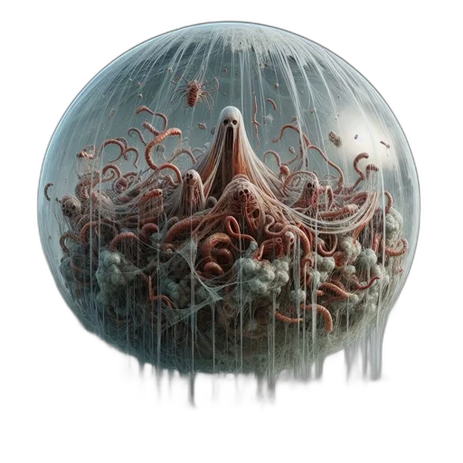 creature, hair, umbrella, concept art, fantasy art, 3d render, photorealistic, underwater transparent PNG cut-out