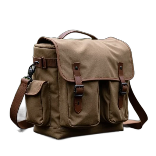 3d render, earth tones, coyote, compact, shoulder, bag, has, designed transparent PNG cut-out