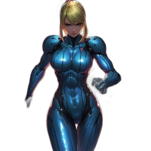 robot, dress, weapon, concept art, comic book art, 3d render, cyberpunk, blue transparent PNG cut-out