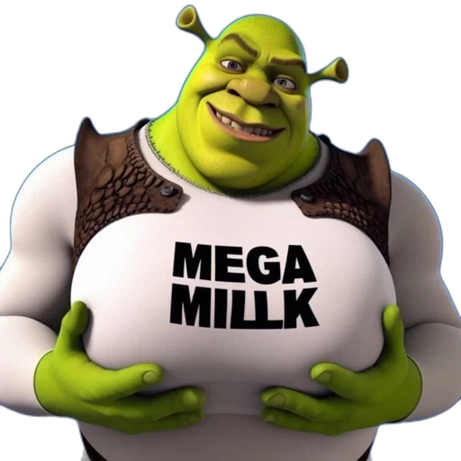 animal, food, 3d render, concept art, photorealistic, shrek, character, large transparent PNG cut-out