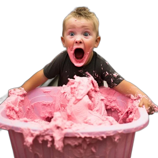 food, face, creature, young, child, covered, pink, substance transparent PNG cut-out