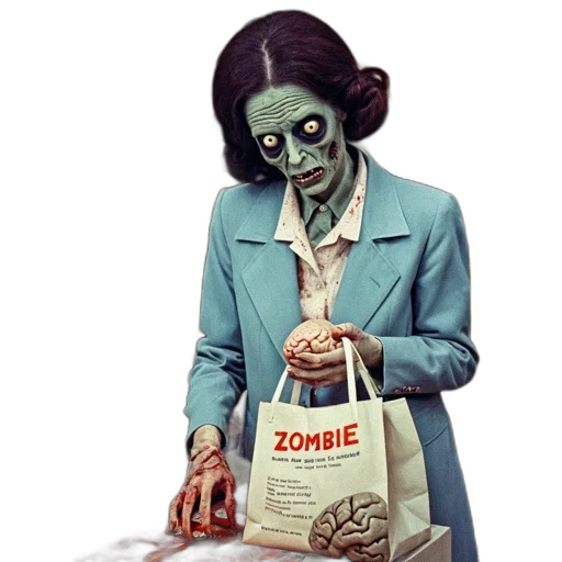 creature, mask, concept art, comic book art, zombie, shopper, supermarket, other transparent PNG cut-out