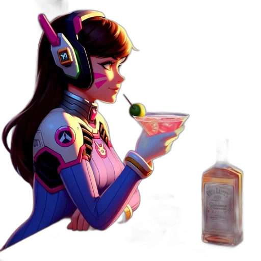 robot, bottle, concept art, vaporwave, cyberpunk, fantasy art, neon lights, neon transparent PNG cut-out
