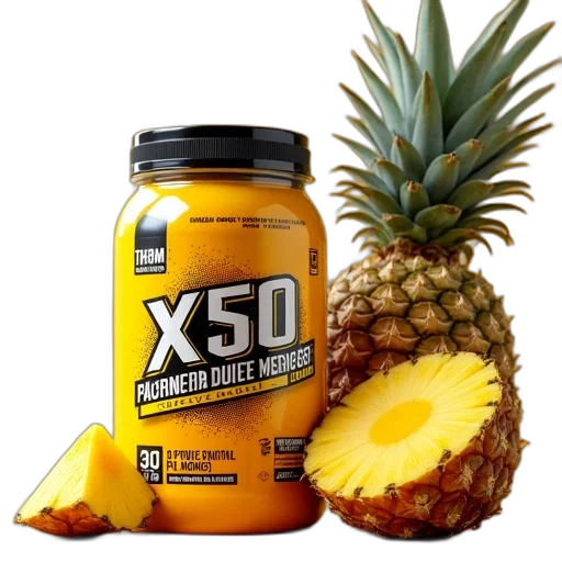 x50, showtime, thermoshred, pineapple, mango, serves transparent PNG cut-out