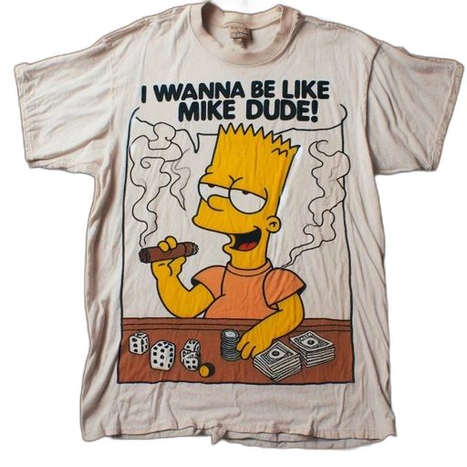 old, t-shirt, displays, stylized, print, cartoon, character, bart transparent PNG cut-out