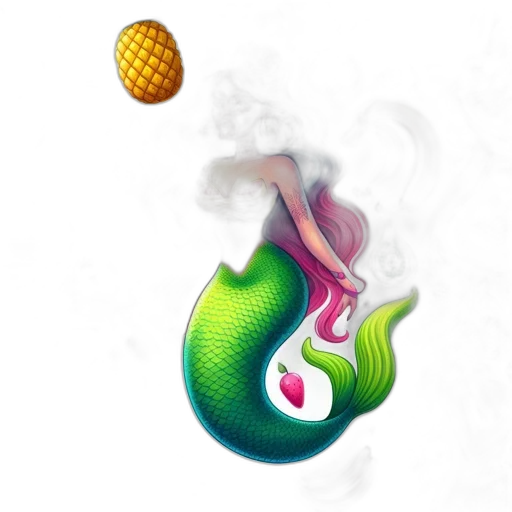 dragon, food, pixel art, 3d render, concept art, fantasy art, fire, mermaids transparent PNG cut-out