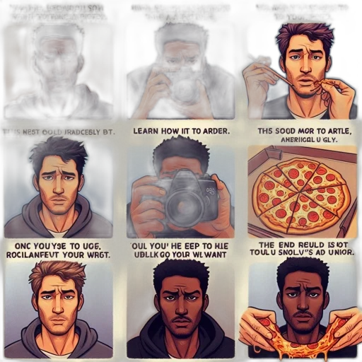 face, comic book art, concept art, cartoon, pixel art, 8-panel, comic, strip transparent PNG cut-out