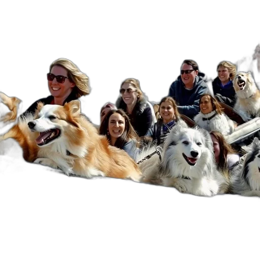 staff, animal, group, people, dogs, ride, roller, coaster transparent PNG cut-out