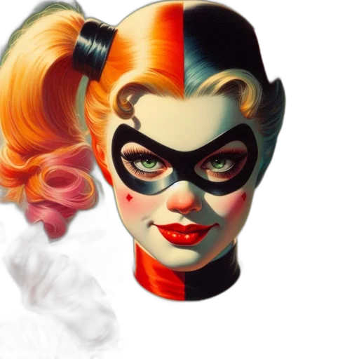 mask, comic book art, concept art, cartoon, 3d render, female, character, orange transparent PNG cut-out