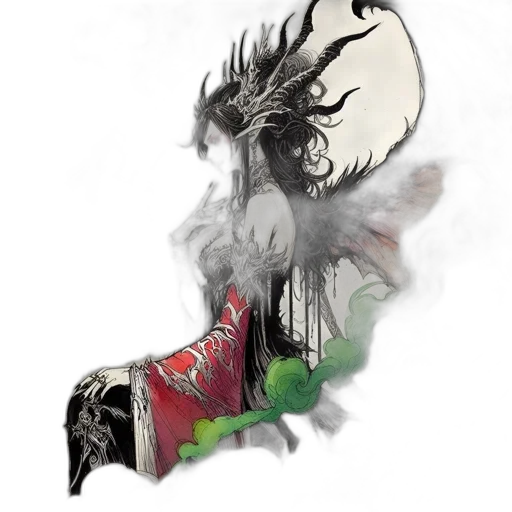 dragon, mask, staff, weapon, fantasy art, concept art, photorealistic, comic book art transparent PNG cut-out