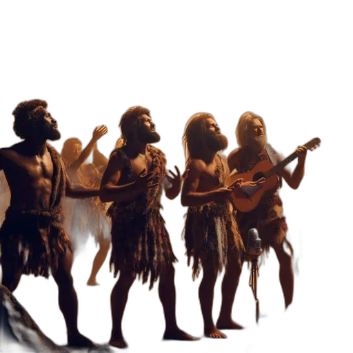 concept art, fantasy art, photorealistic, 3d render, primordial, ambience, tribesmen, traditional transparent PNG cut-out