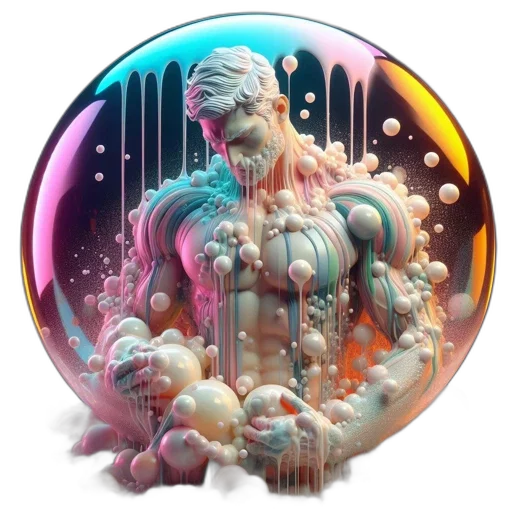 3d render, concept art, fantasy art, vaporwave, outer space, rendered, figure, man transparent PNG cut-out