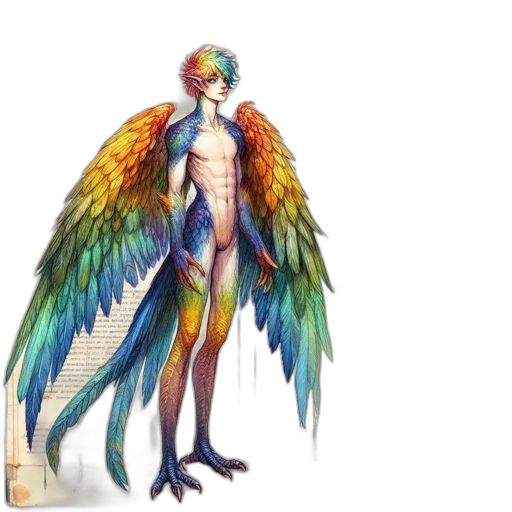 concept art, fantasy art, pixel art, 3d render, pastel, anthropomorphic, avian, figure transparent PNG cut-out