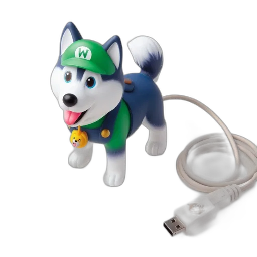 staff, animal, 3d render, concept art, blue, white, toy, dog transparent PNG cut-out