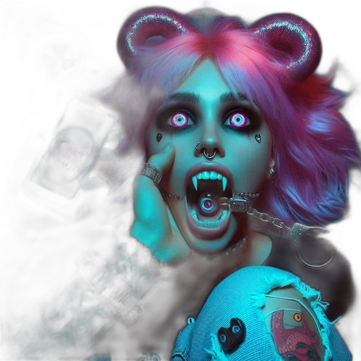 creature, mask, face, concept art, 3d render, vaporwave, fantasy art, person transparent PNG cut-out