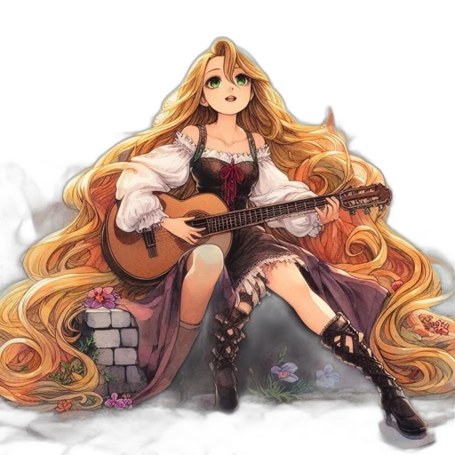 dress, weapon, anime, fantasy art, pixel art, concept art, dark, golden transparent PNG cut-out