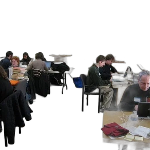 staff, furniture, 3d render, group, people, working, office, setting transparent PNG cut-out