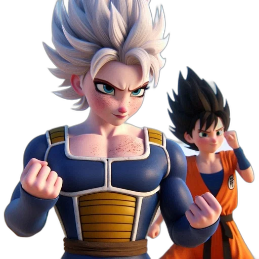3d render, concept art, anime, comic book art, two, characters, spiky, hair transparent PNG cut-out