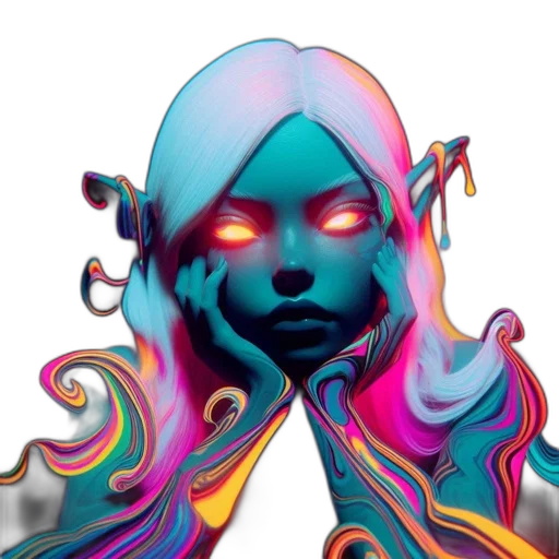 face, mask, creature, cyberpunk, fantasy art, concept art, vaporwave, neon lights transparent PNG cut-out