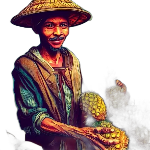 food, umbrella, staff, face, photorealistic, oil painting, concept art, watercolor transparent PNG cut-out