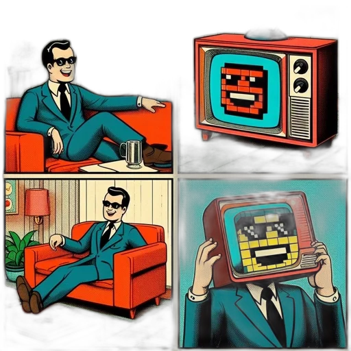 robot, furniture, face, creature, pixel art, cartoon, concept art, comic book art transparent PNG cut-out