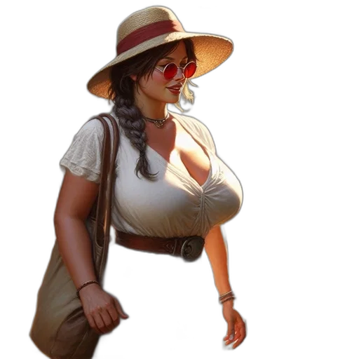 hat, dress, staff, 3d render, photorealistic, concept art, pixel art, beach transparent PNG cut-out