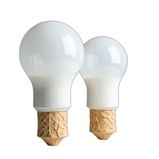 umbrella, 3d render, two, white, light, bulbs, encased, clear transparent PNG cut-out