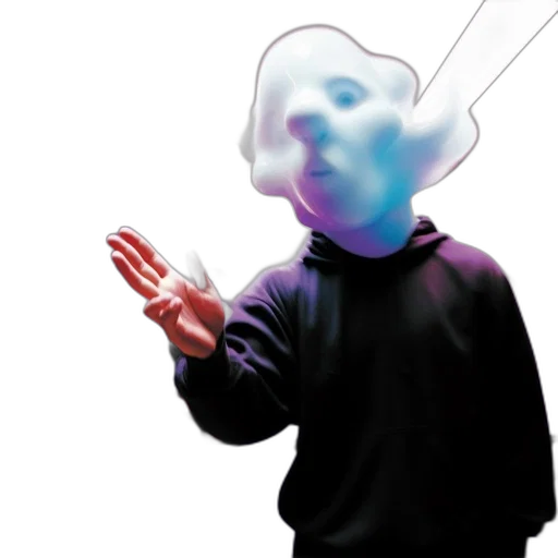 mask, staff, face, jacket, vaporwave, concept art, 3d render, pixel art transparent PNG cut-out