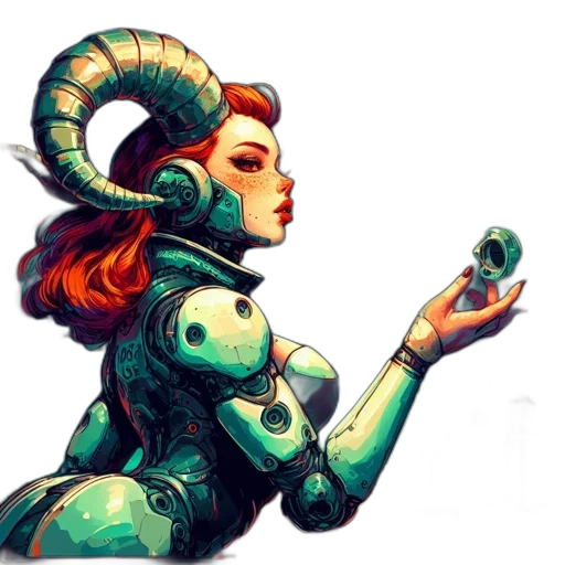 robot, jewelry, staff, creature, concept art, pixel art, fantasy art, comic book art transparent PNG cut-out