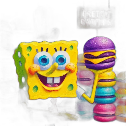 food, jewelry, 3d render, concept art, underwater, spongebob, squarepants, portrayed transparent PNG cut-out