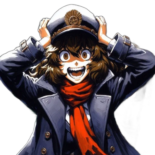 hat, jacket, mask, face, anime, comic book art, cartoon, concept art transparent PNG cut-out