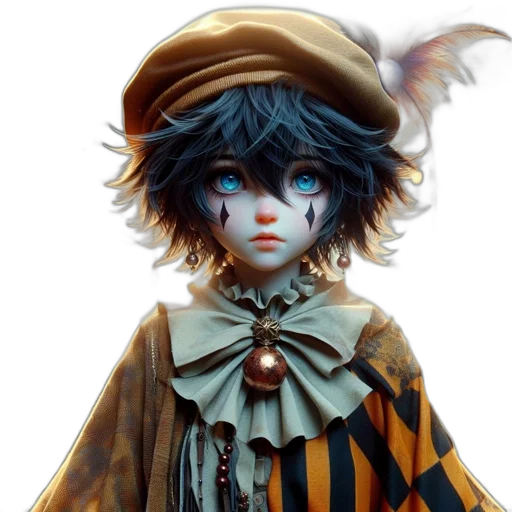hat, face, mask, creature, fantasy art, photorealistic, concept art, 3d render transparent PNG cut-out