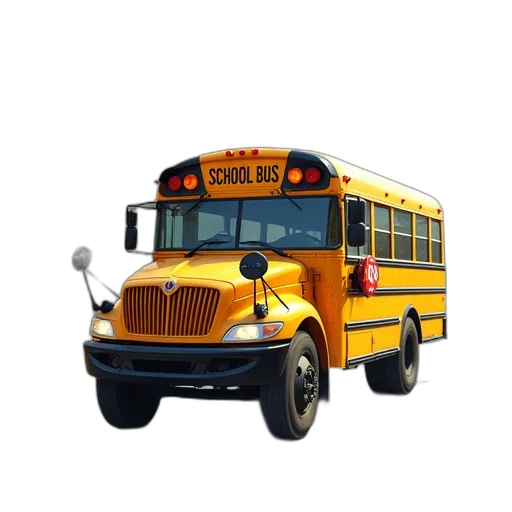 car, staff, 3d render, concept art, photorealistic, school, bus, photo transparent PNG cut-out