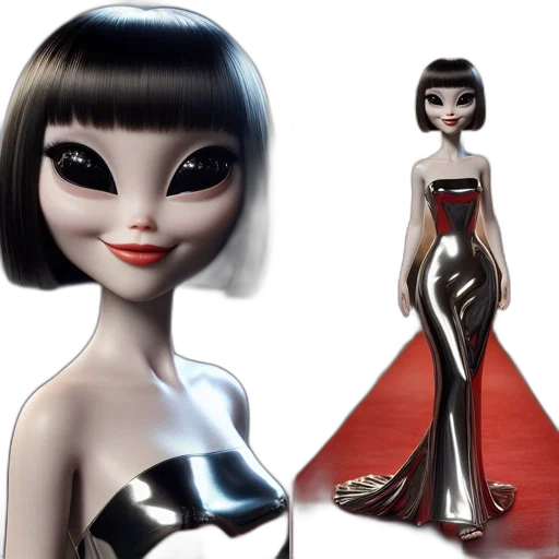 dress, concept art, 3d render, cartoon, photorealistic, animated, female, character transparent PNG cut-out