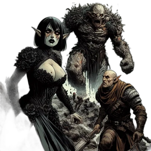 comic book art, concept art, fantasy art, woman, pale, skin, elf-like, ears transparent PNG cut-out