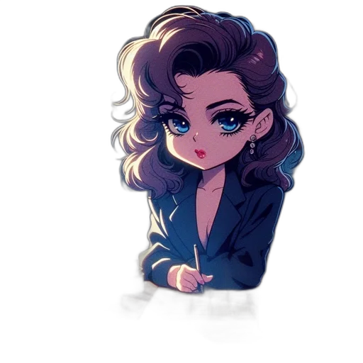 cartoon, pixel art, concept art, comic book art, blue, female, character, wavy transparent PNG cut-out