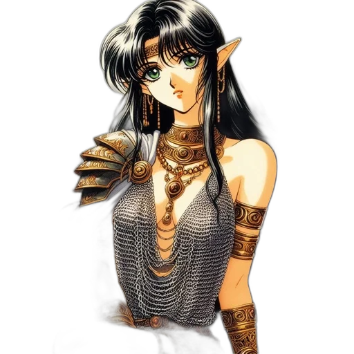 jewelry, fantasy art, concept art, comic book art, watercolor, earth tones, golden, elf transparent PNG cut-out
