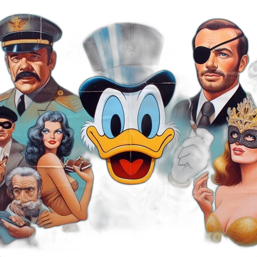 mask, comic book art, concept art, cartoon, photorealistic, vintage-styled, poster, features transparent PNG cut-out